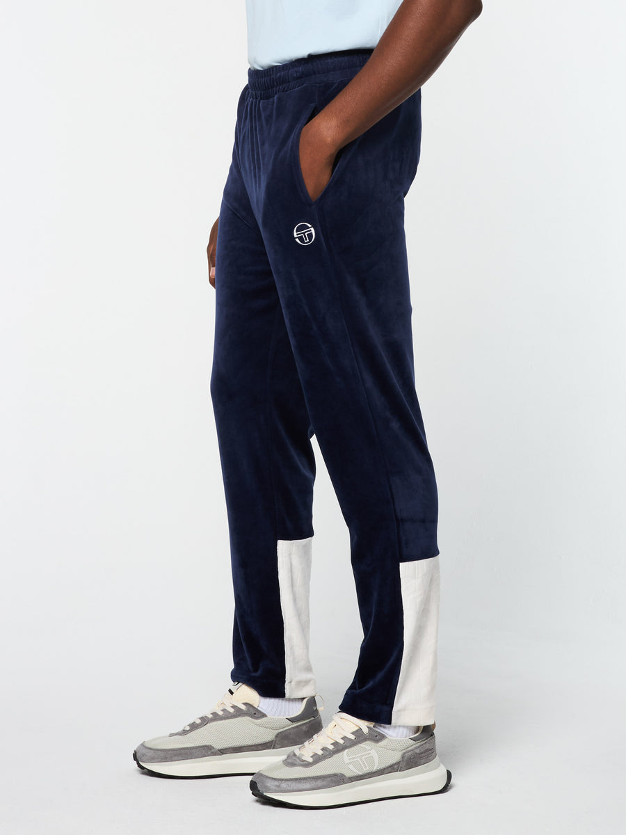 Foggia Velour Debossed Track Pant- Maritime Blue