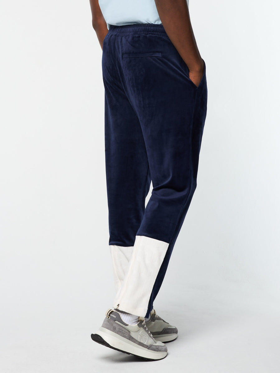 Foggia Velour Debossed Track Pant- Maritime Blue