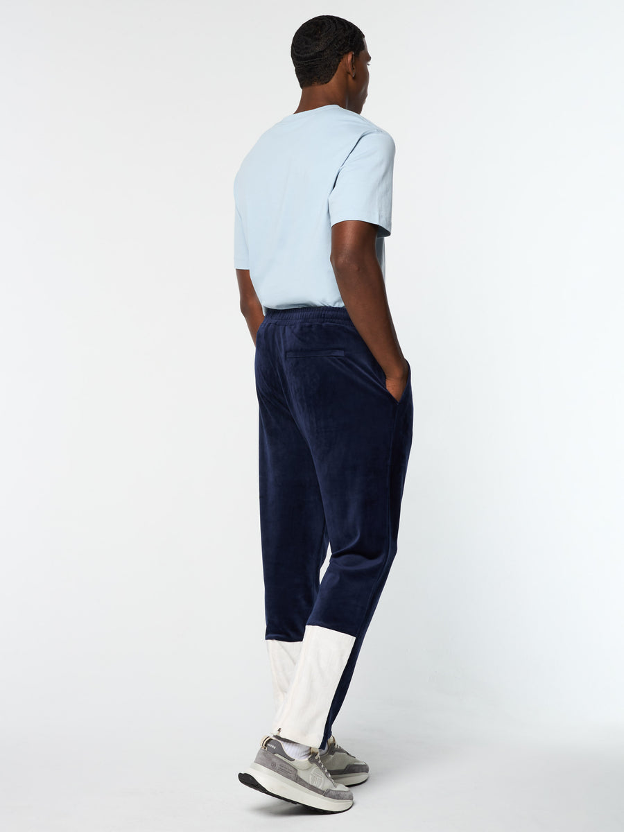 Foggia Velour Debossed Track Pant- Maritime Blue