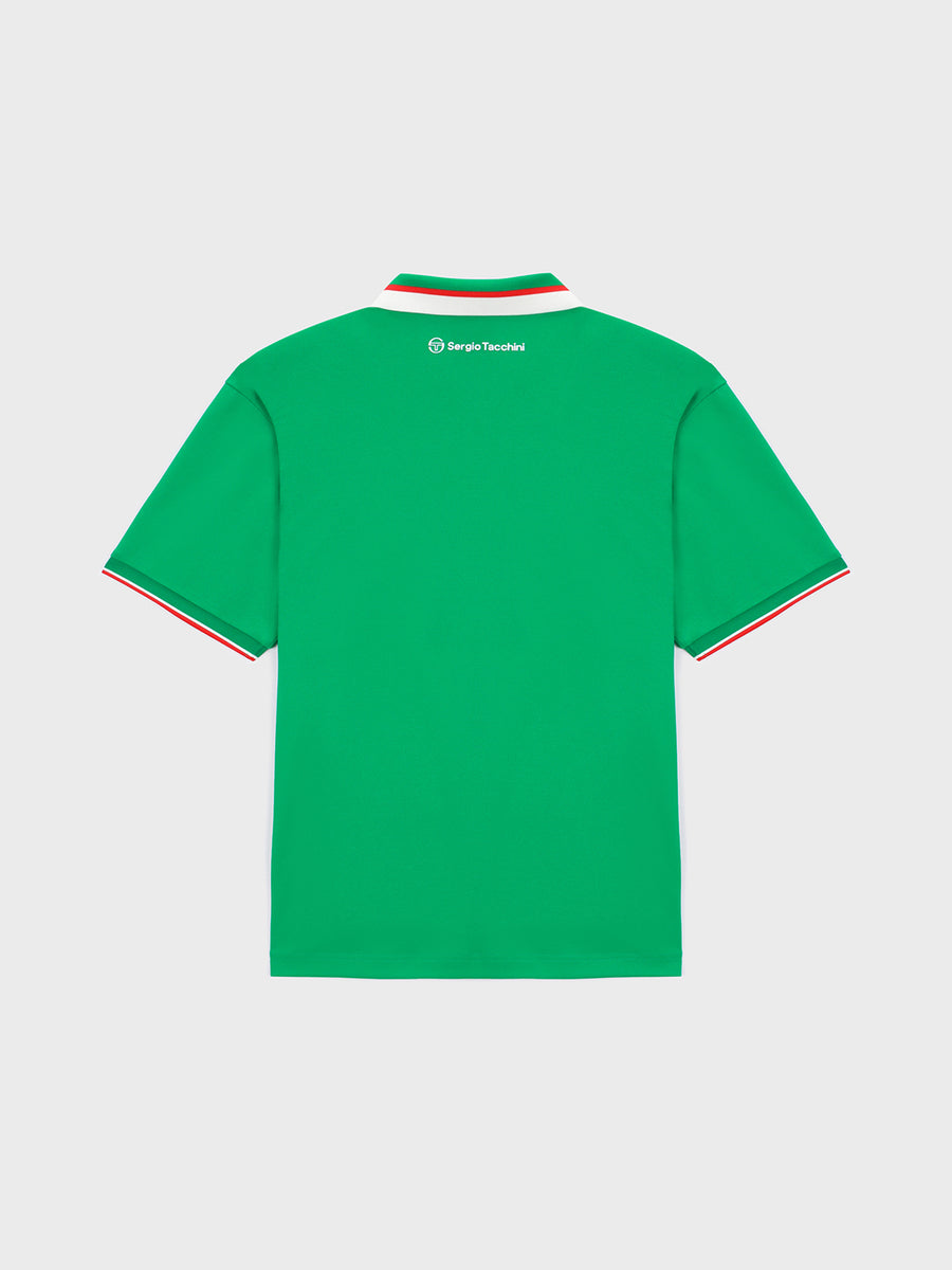 Flag Half-Zip Polo Shirt- Green