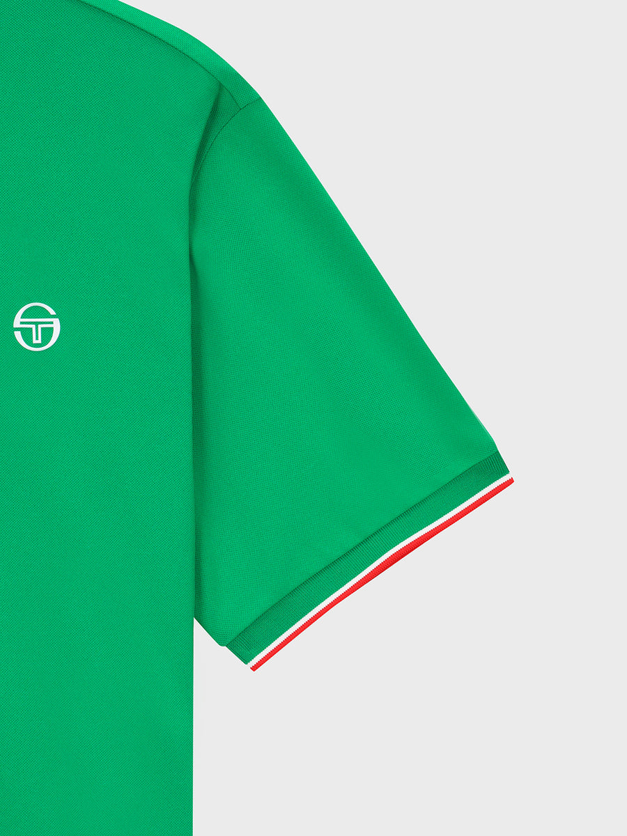 Flag Half-Zip Polo Shirt- Green