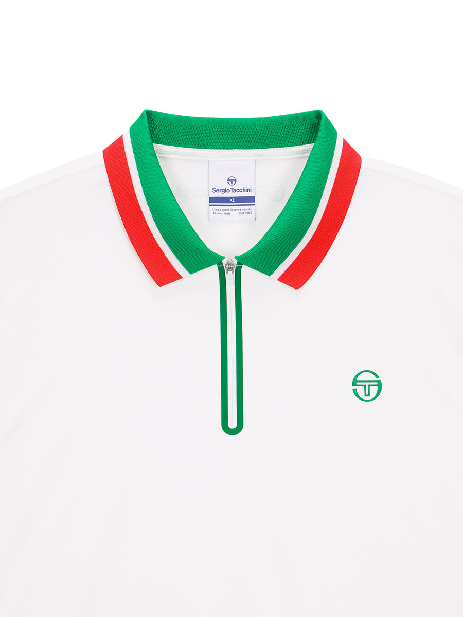 Flag Half Zip Polo Shirt Off White Sergio Tacchini