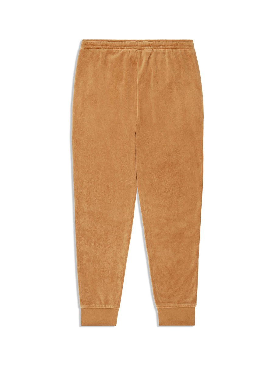 Damarindo Velour Track Pant- Almond/ Maritime Blue