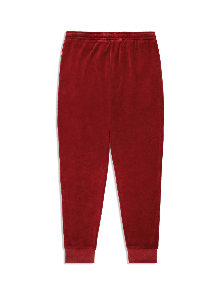 Damarindo Velour Track Pant- Merlot/ Maritime Blue