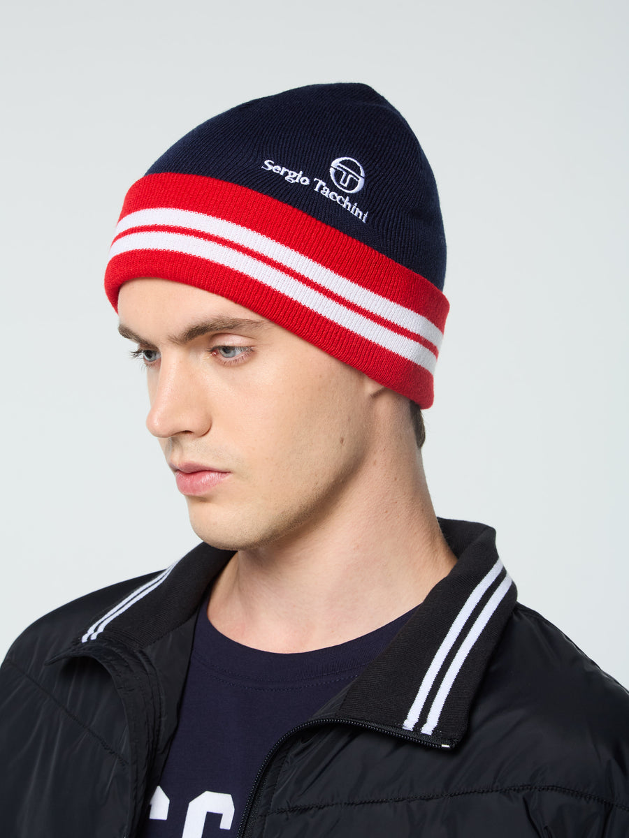 Surgis Knit Beanie- Maritime Blue/ Adrenaline Rush/ White