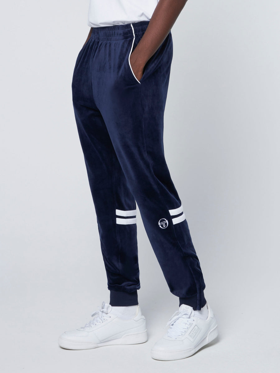 Dallas Velour Track Pants-Maritime Blue