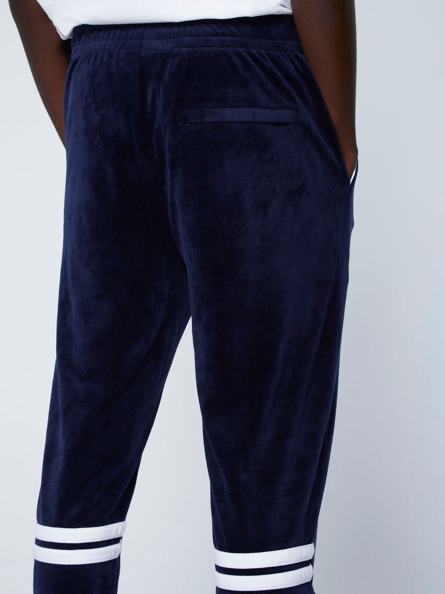 Dallas Velour Track Pants-Maritime Blue